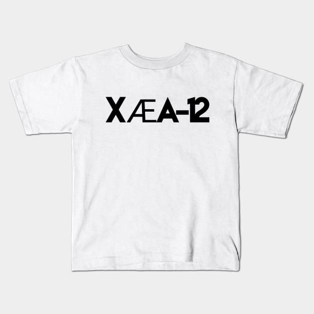 Elon Musks Son X Æ A-12 Grimes Son Black Text XÆA-12 Kids T-Shirt by AstroGearStore